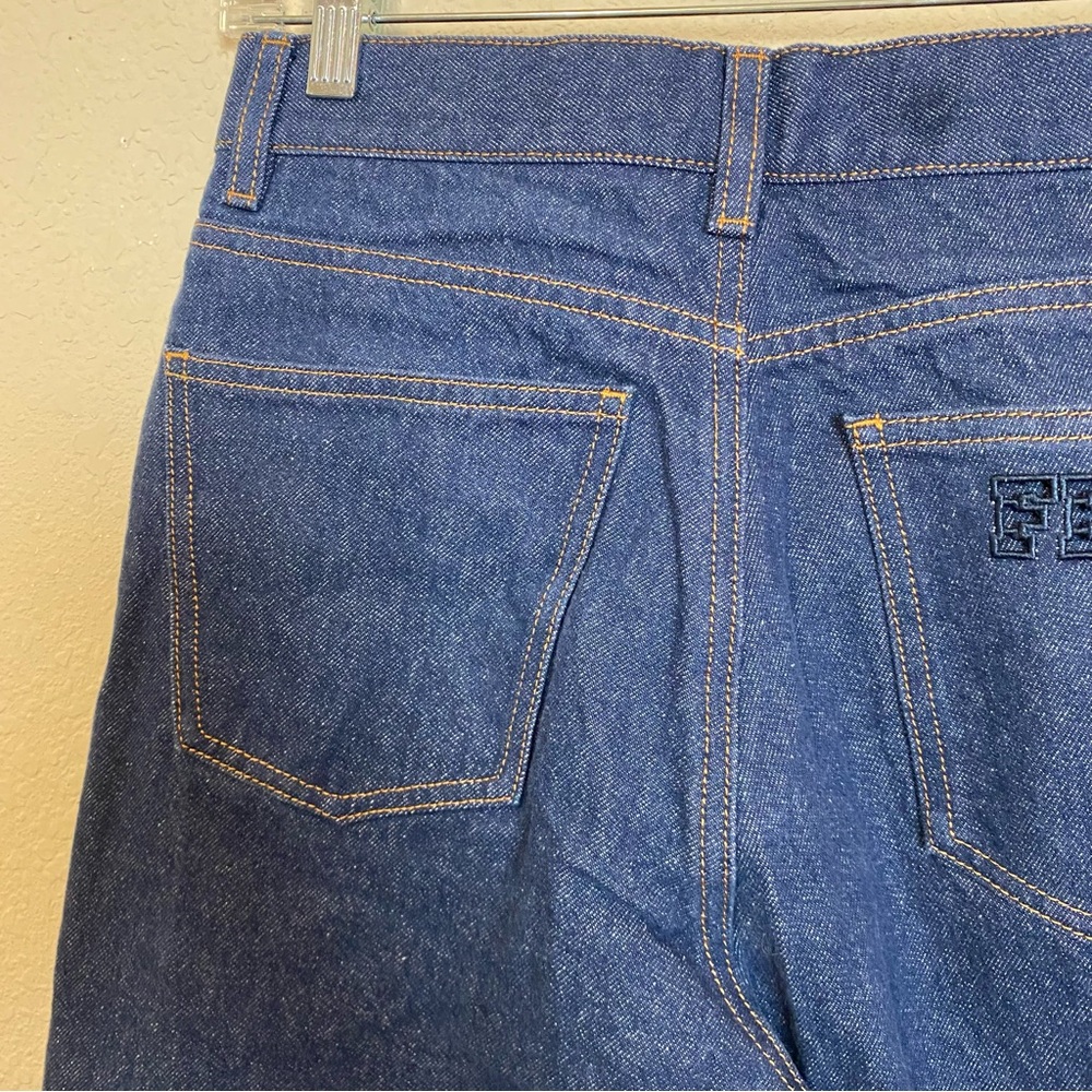 Fendi Wide Dark Wash Women's Size 42/6 Rigid Cotton Trouser Jeans Authentic - Picture 10 of 16